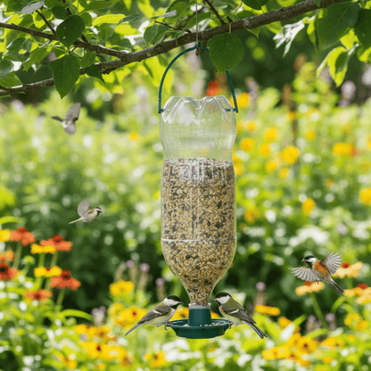 GREENNIP – Eco Outdoor Bird Feeder, Automatic Recycled Bottle System for Sustainable Feeding