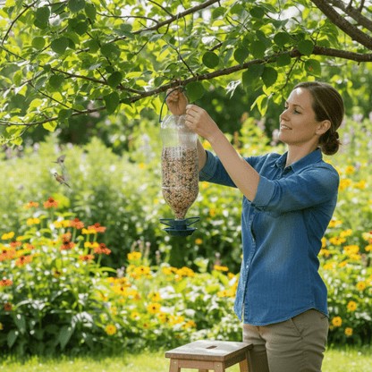 GREENNIP – Eco Outdoor Bird Feeder, Automatic Recycled Bottle System for Sustainable Feeding
