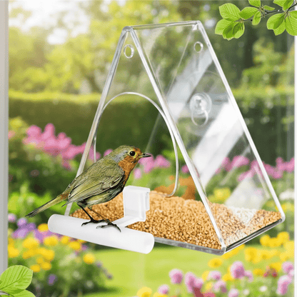 WINDTRIO – Outdoor Acrylic Bird Feeder, Windbreak Triangle Structure for Several Birds