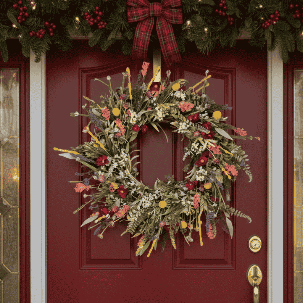 BLOOMCIRCLE – Handcrafted Living Door Wreath with Vibrant Floral Display for Welcoming Entrances