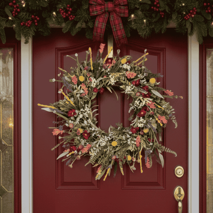 BLOOMCIRCLE – Handcrafted Living Door Wreath with Vibrant Floral Display for Welcoming Entrances