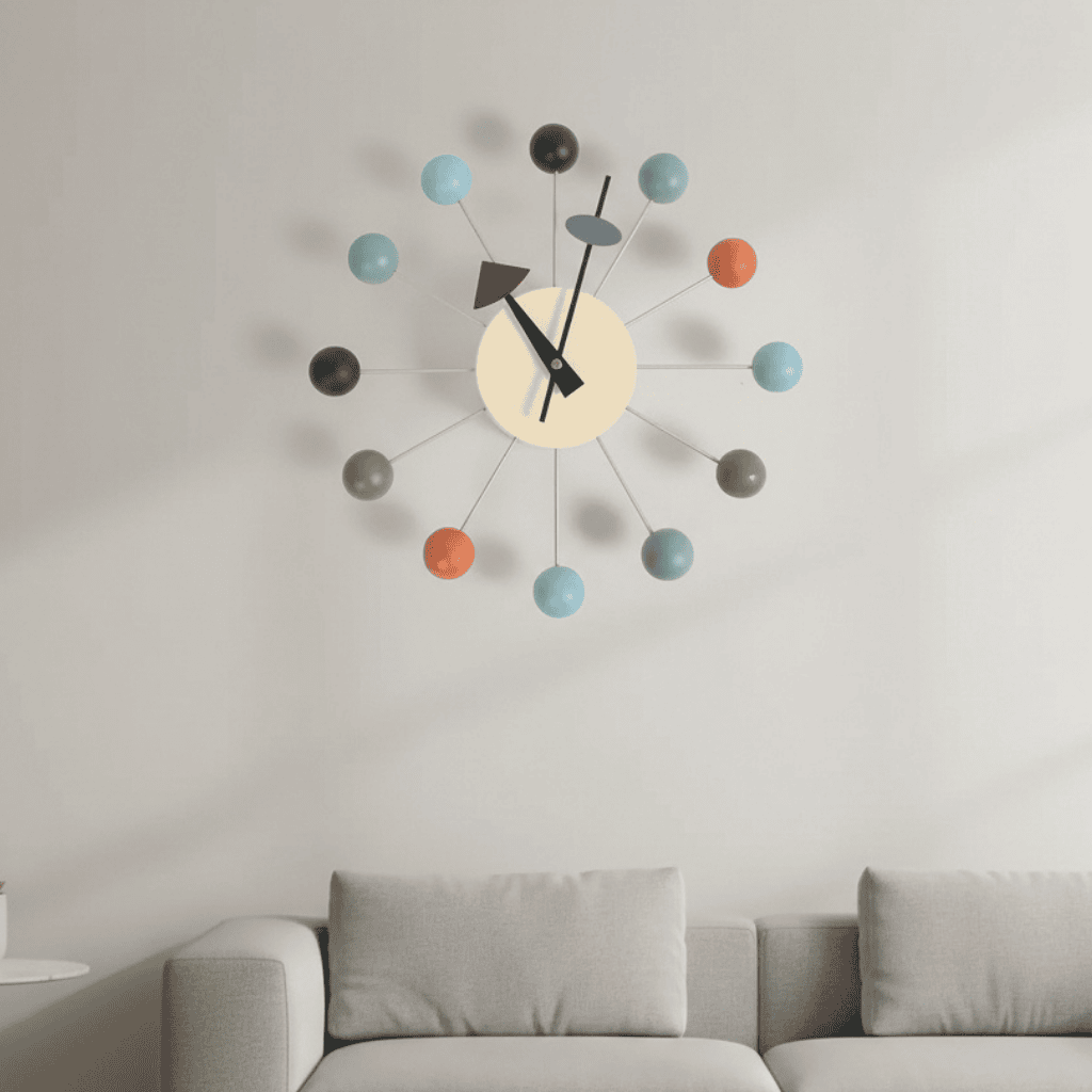STARSHINE – Elegant Metal Sunburst Wall Clock, 32 cm Silent Quartz for Home Accents