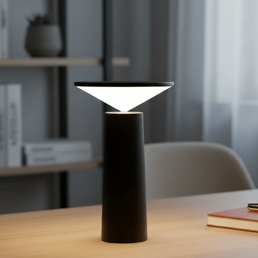 DECOLITE – Minimalist Dimmable Table Lamp with 360° Rotating Shade for Modern Home Settings