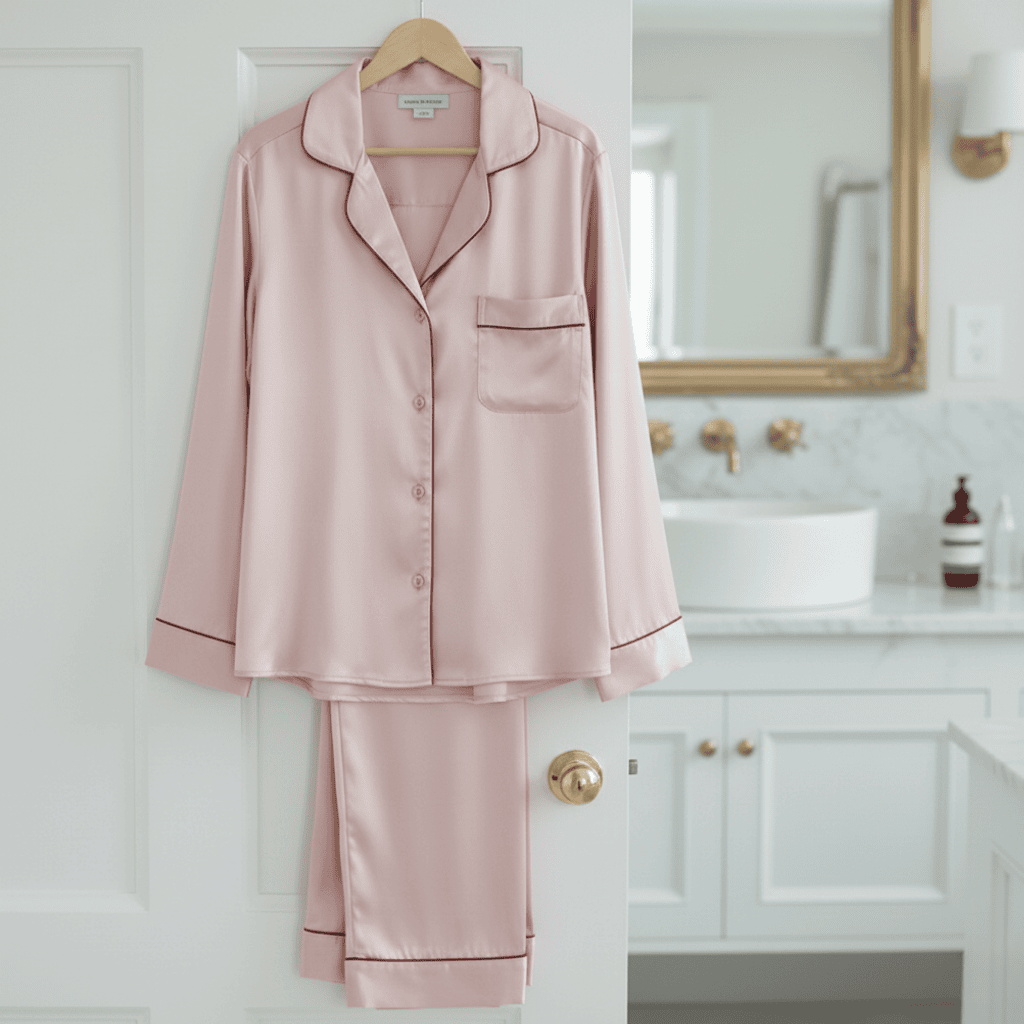 SILVAURA - Pyjamaset van 100% moerbeizijde met lange mouwen, shirt en broek