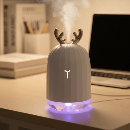 DEERMIST – Mini Deer Humidifier, Ultra Quiet with Color LED Lights & Automatic Shutdown