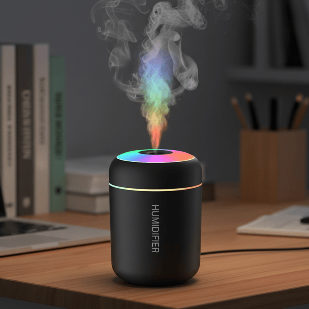MISTGLOW – 180ML Mini USB Air Humidifier & Aromatherapy Mist Maker with Lights