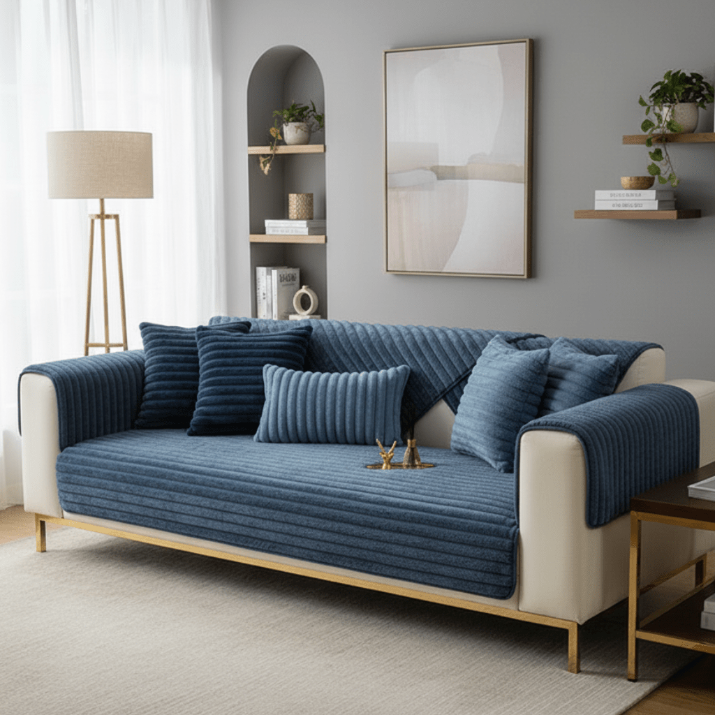 FURRISOFT – Luxurious Winter Faux Rabbit Fur Sofa Cushion for Cozy Homes