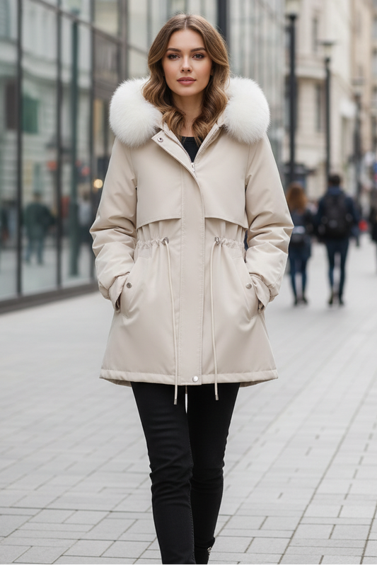 FURORA – Elegant Women’s Puffer Jacket with Cozy Fur Collar for Winter Warmth