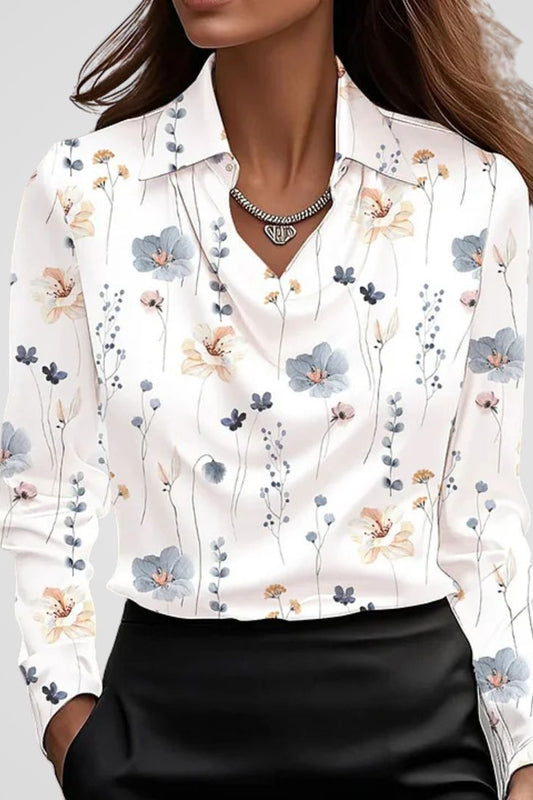 Malvina - Women's Elegant Satin Blouse with Draped Neck for Timeless Style 11