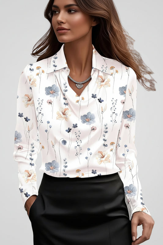 Malvina - Women's Elegant Satin Blouse with Draped Neck for Timeless Style 5