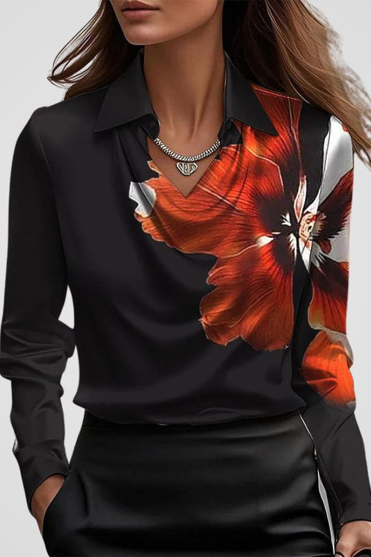 Malvina - Women's Elegant Satin Blouse with Draped Neck for Timeless Style 9