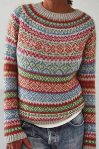 Manonin Women's Knit Sweater - Classic Norwegian Design for Warmth and Style 1