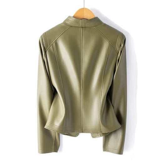 Marcella - Genuine Leather Jacket Women with Asymmetrical Zip & Structured V-Collar 2