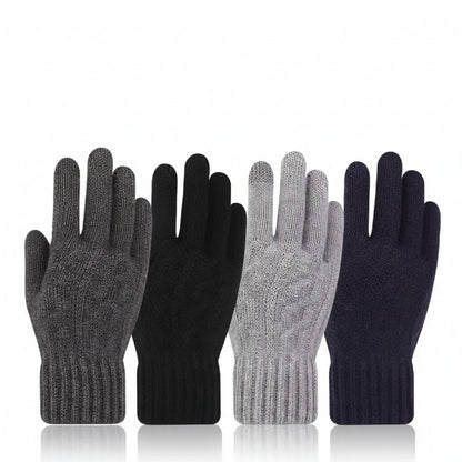 Men's Winter Touch Screen Gloves - Thick Velvet Lined, Knitted Warmth 0