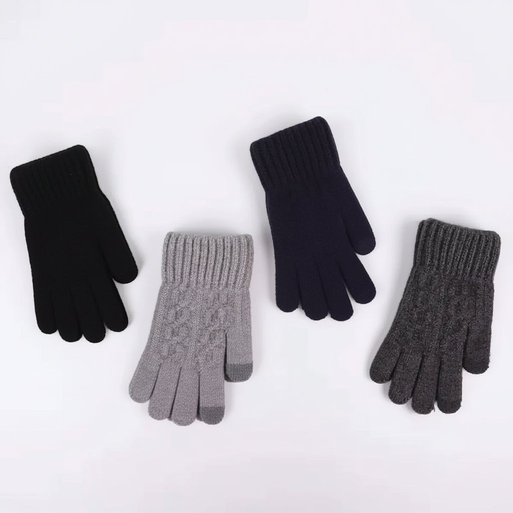 Men's Winter Touch Screen Gloves - Thick Velvet Lined, Knitted Warmth 2