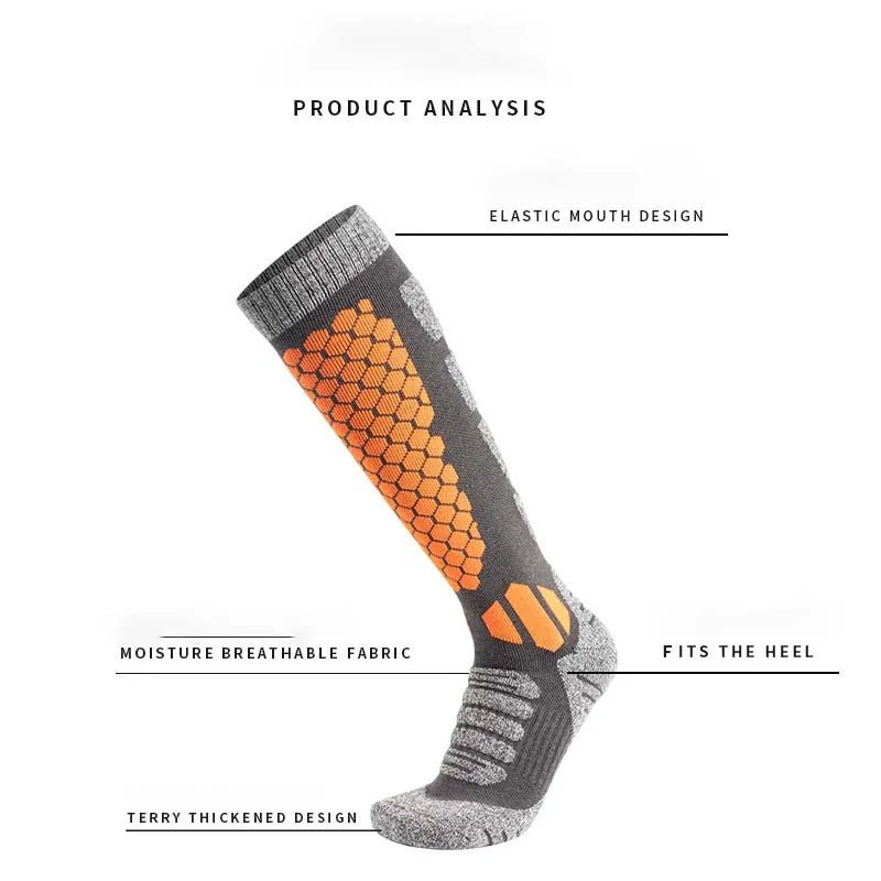 Merino Wool Thermal Socks for Skiing and Hiking - Unisex Long Tube Design 2