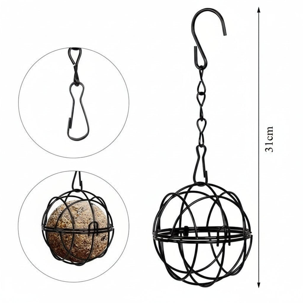 Metal Suet Ball Bird Feeder - Squirrel Proof Design for Garden Birds 4