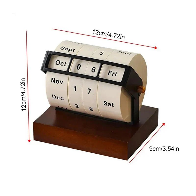 Mid-Century Rotating Wooden Perpetual Desk Calendar - Elegant Office Decor 6