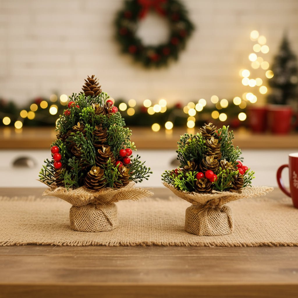Mini Christmas Tree - Realistic Desktop Decoration for Holidays, Sturdy Base 1