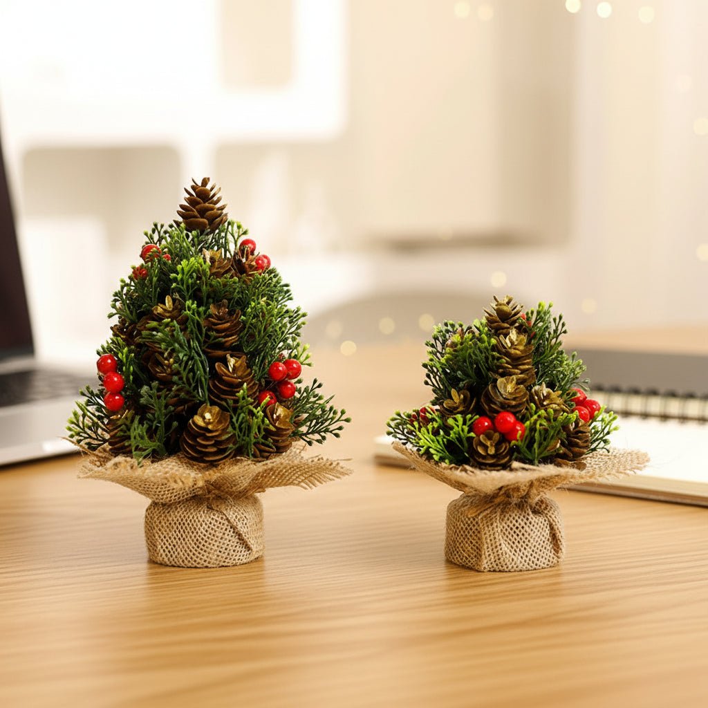 Mini Christmas Tree - Realistic Desktop Decoration for Holidays, Sturdy Base 3