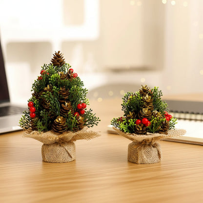 Mini Christmas Tree - Realistic Desktop Decoration for Holidays, Sturdy Base 3