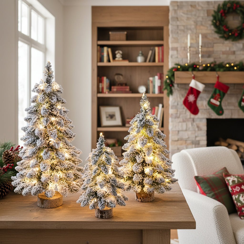 Mini Christmas Tree 45cm with LED Lights & Snow-Frosted Design for Festive Decor 0