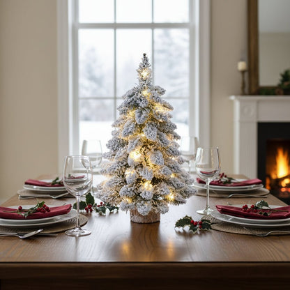 Mini Christmas Tree 45cm with LED Lights & Snow-Frosted Design for Festive Decor 2