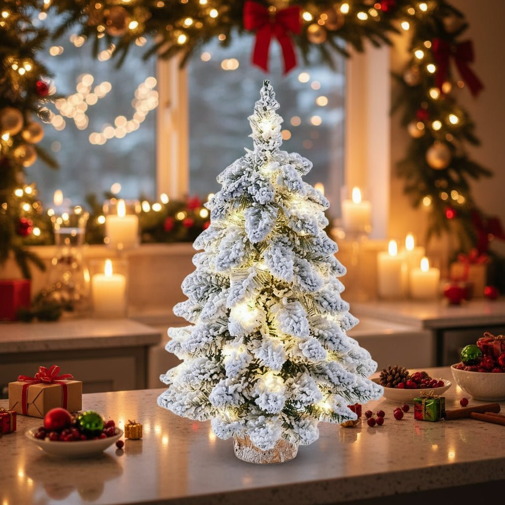 Mini Christmas Tree 45cm with LED Lights & Snow-Frosted Design for Festive Decor 6