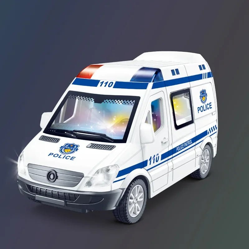 Mini Diecast Emergency Vehicle Set - Realistic Ambulance, Fire Truck & Police Car Models with Sound and Light Functions 6