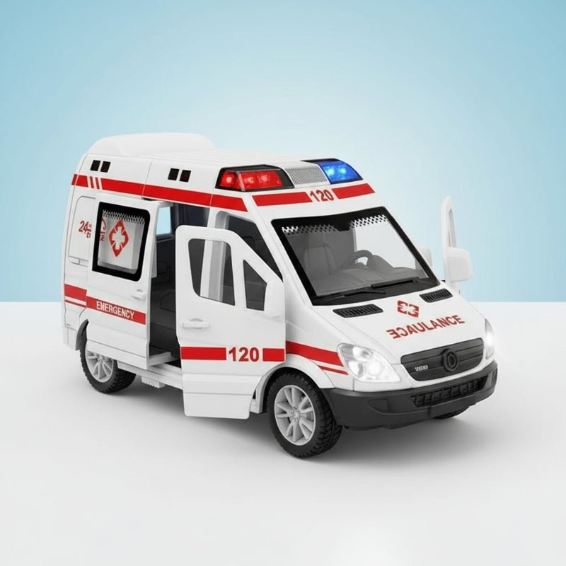 Mini Diecast Emergency Vehicle Set - Realistic Ambulance, Fire Truck & Police Car Models with Sound and Light Functions 8