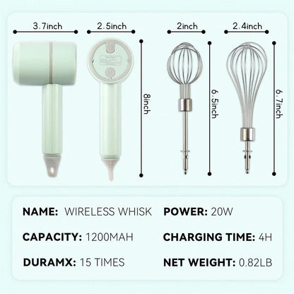 Mini Electric Hand Mixer - Wireless Dough and Cream Beater with 3 Speed Settings 4
