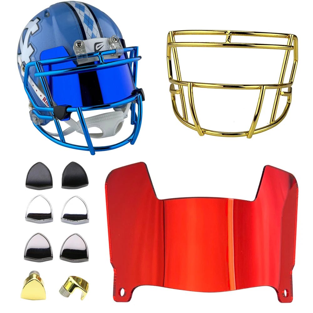 Mini Football Helmet Visors - Universal Fit Chrome Mirror & Transparent Clips 0