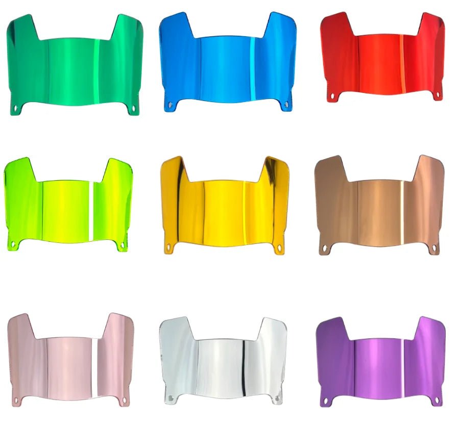 Mini Football Helmet Visors - Universal Fit Chrome Mirror & Transparent Clips 2