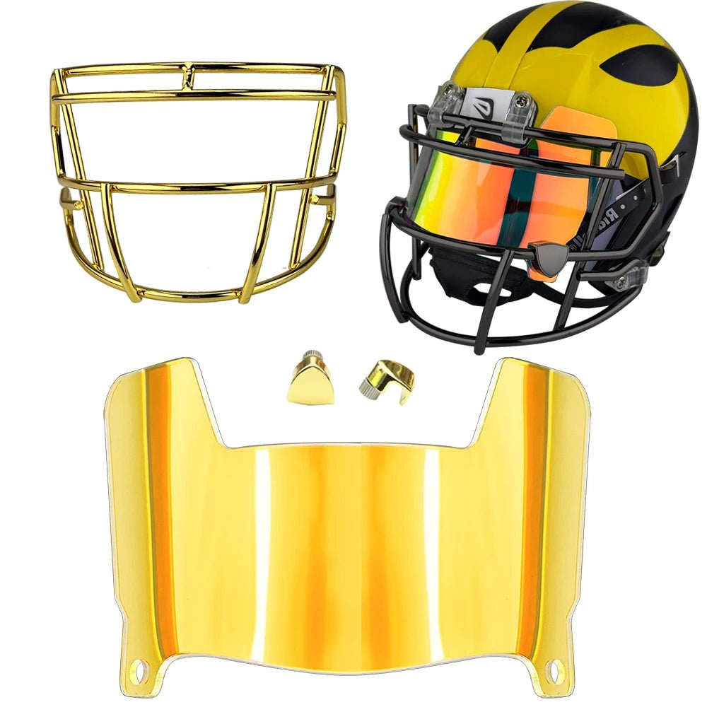 Mini Football Helmet Visors - Universal Fit Chrome Mirror & Transparent Clips 3