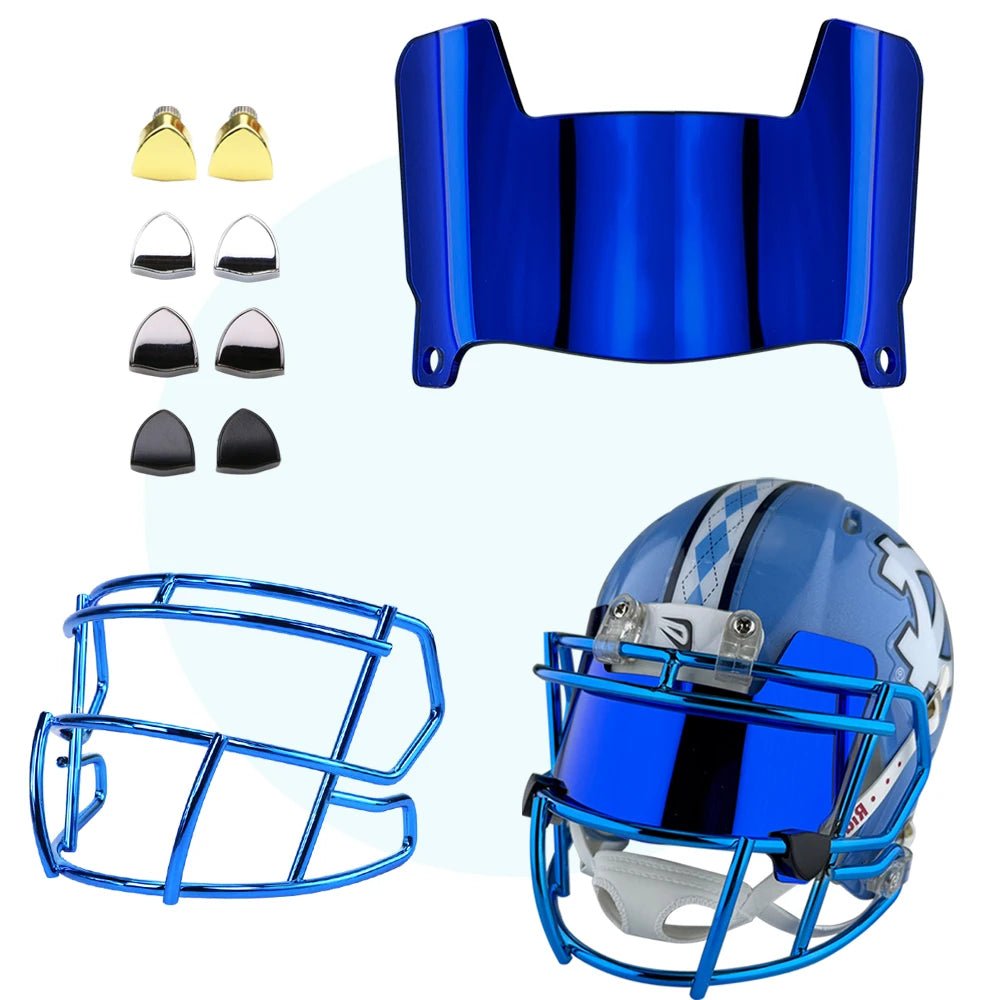 Mini Football Helmet Visors - Universal Fit Chrome Mirror & Transparent Clips 4