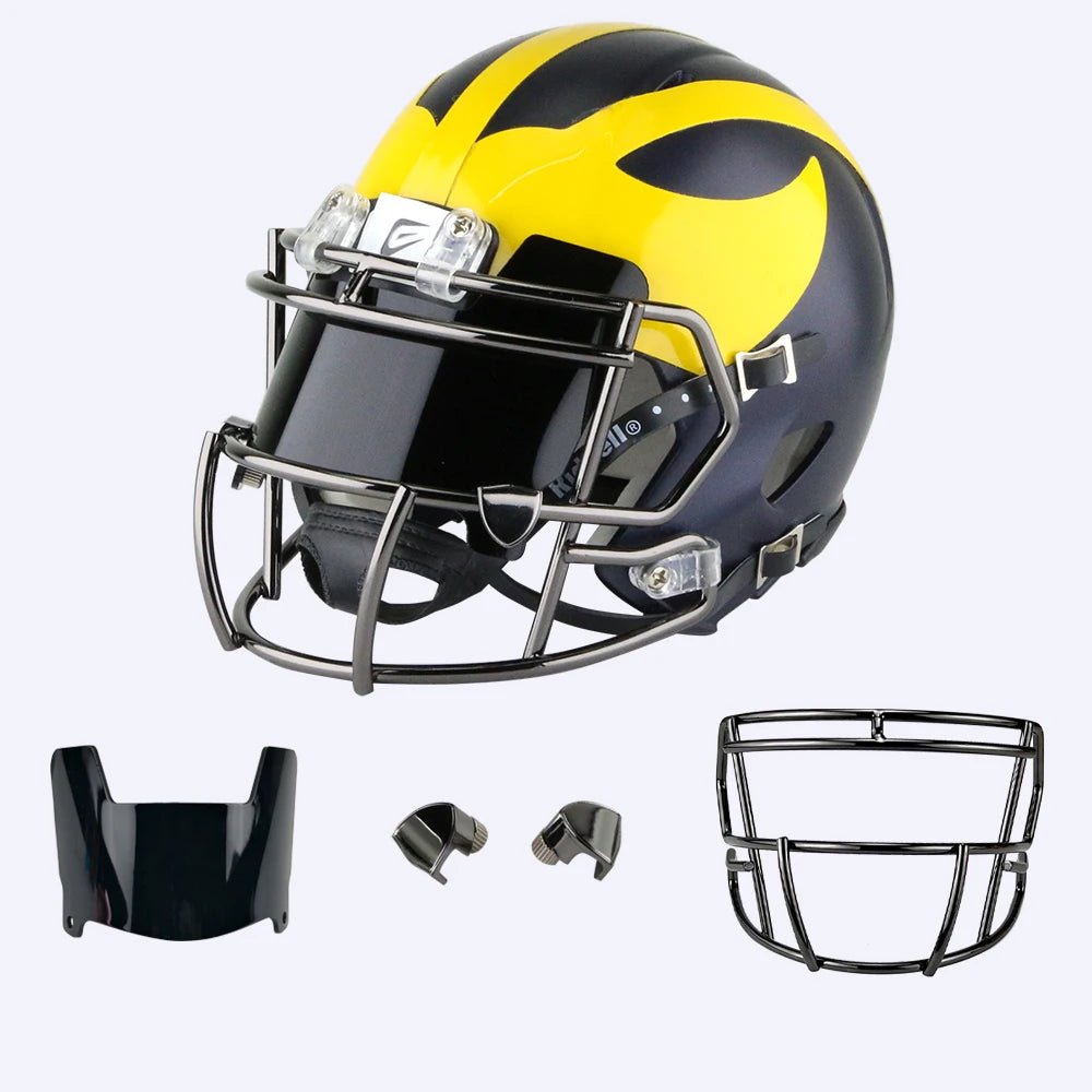 Mini Football Helmet Visors - Universal Fit Chrome Mirror & Transparent Clips 5