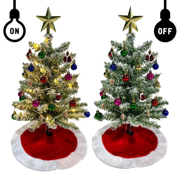 MistlePop - 2ft Pre-Lit Mini Christmas Tree Kit with 35 Ornaments & LED Lights 1