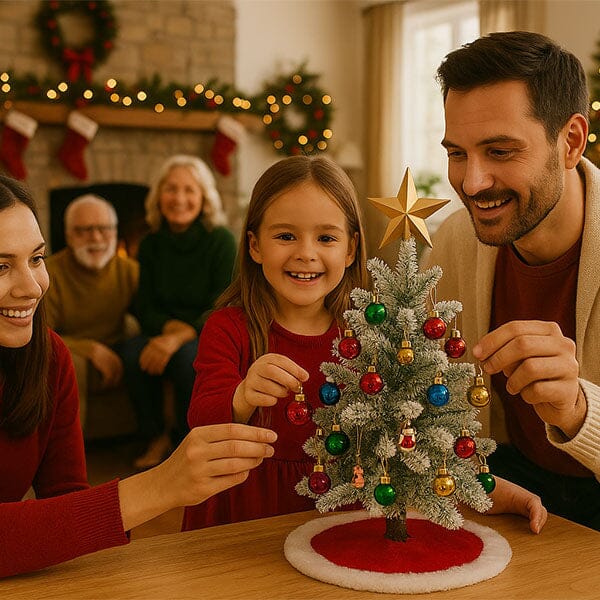 MistlePop - 2ft Pre-Lit Mini Christmas Tree Kit with 35 Ornaments & LED Lights 2