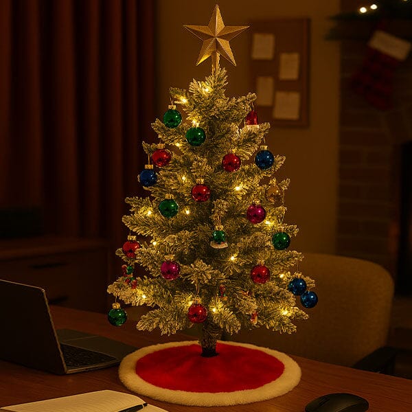 MistlePop - 2ft Pre-Lit Mini Christmas Tree Kit with 35 Ornaments & LED Lights 4