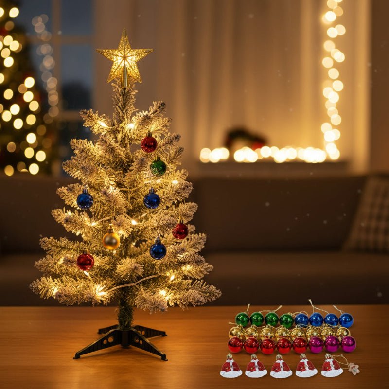 MistlePop - 2ft Pre-Lit Mini Christmas Tree Kit with 35 Ornaments & LED Lights 5