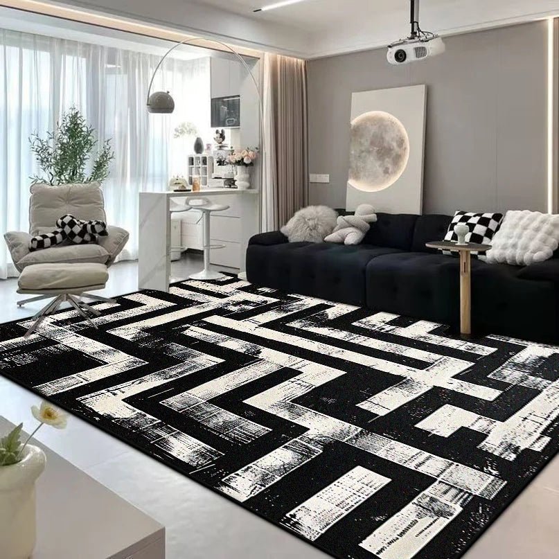 Modern Abstract Flannel Carpet - Customizable, Non-Slip, Machine Washable Design 0