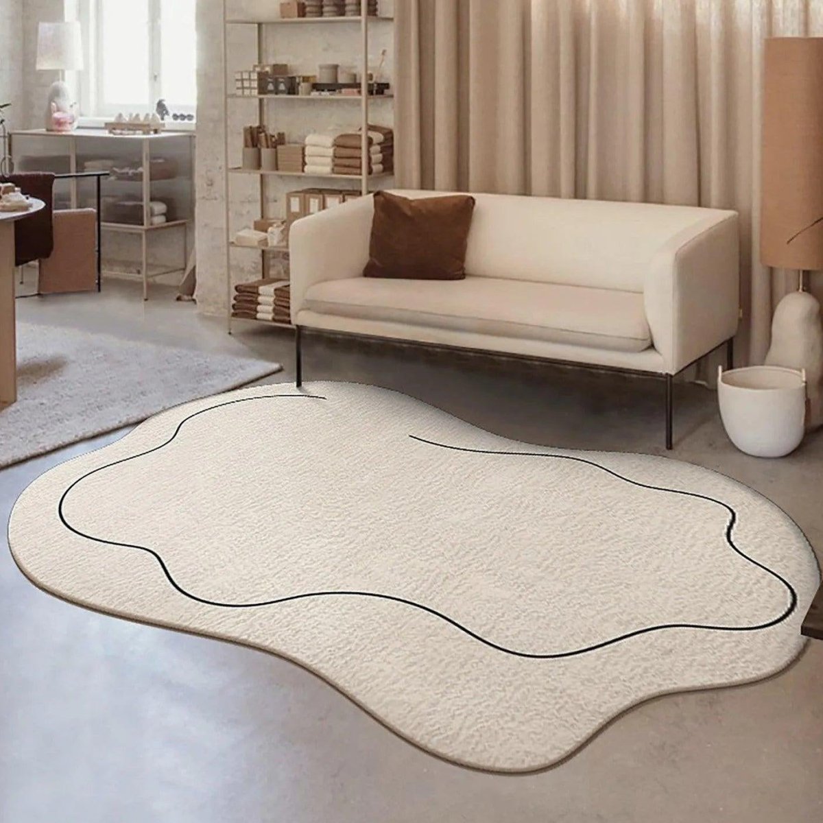 Modern Cloud Design Carpet - Soft Polyester Fiber, Machine Washable for Living Room 1
