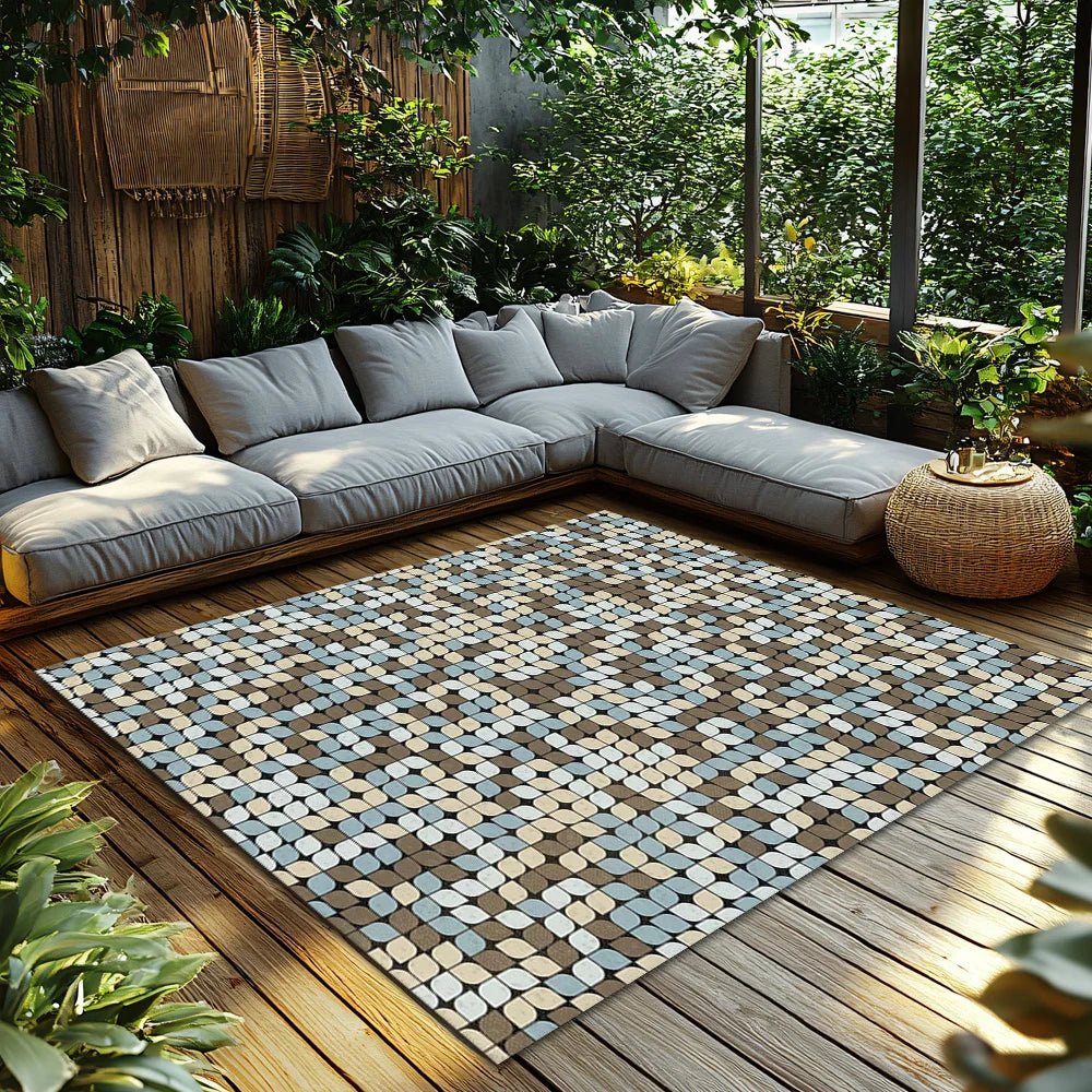 Modern Geometric Pattern Area Rug - Washable Non-Slip Flannel for Indoor/Outdoor Use 1