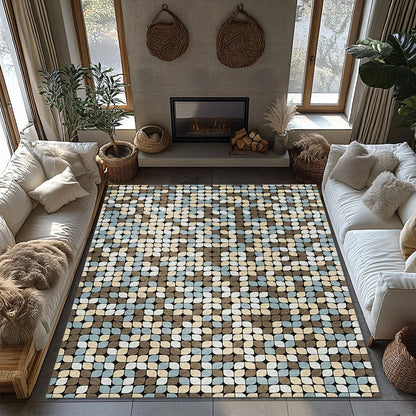Modern Geometric Pattern Area Rug - Washable Non-Slip Flannel for Indoor/Outdoor Use 2