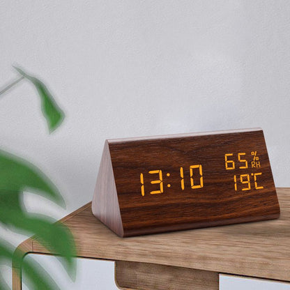 Modern Wooden Digital Alarm Clock with Temperature Display & Adjustable Brightness 1