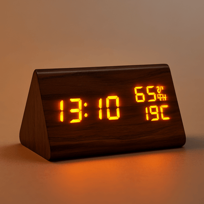 OAKLITE – Modern Wood Digital Clock with Temperature & Brightness Control