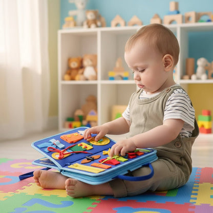 Montessori Busy Board - 7-in-1 Activity Board for Infant Motor Skills Development 1