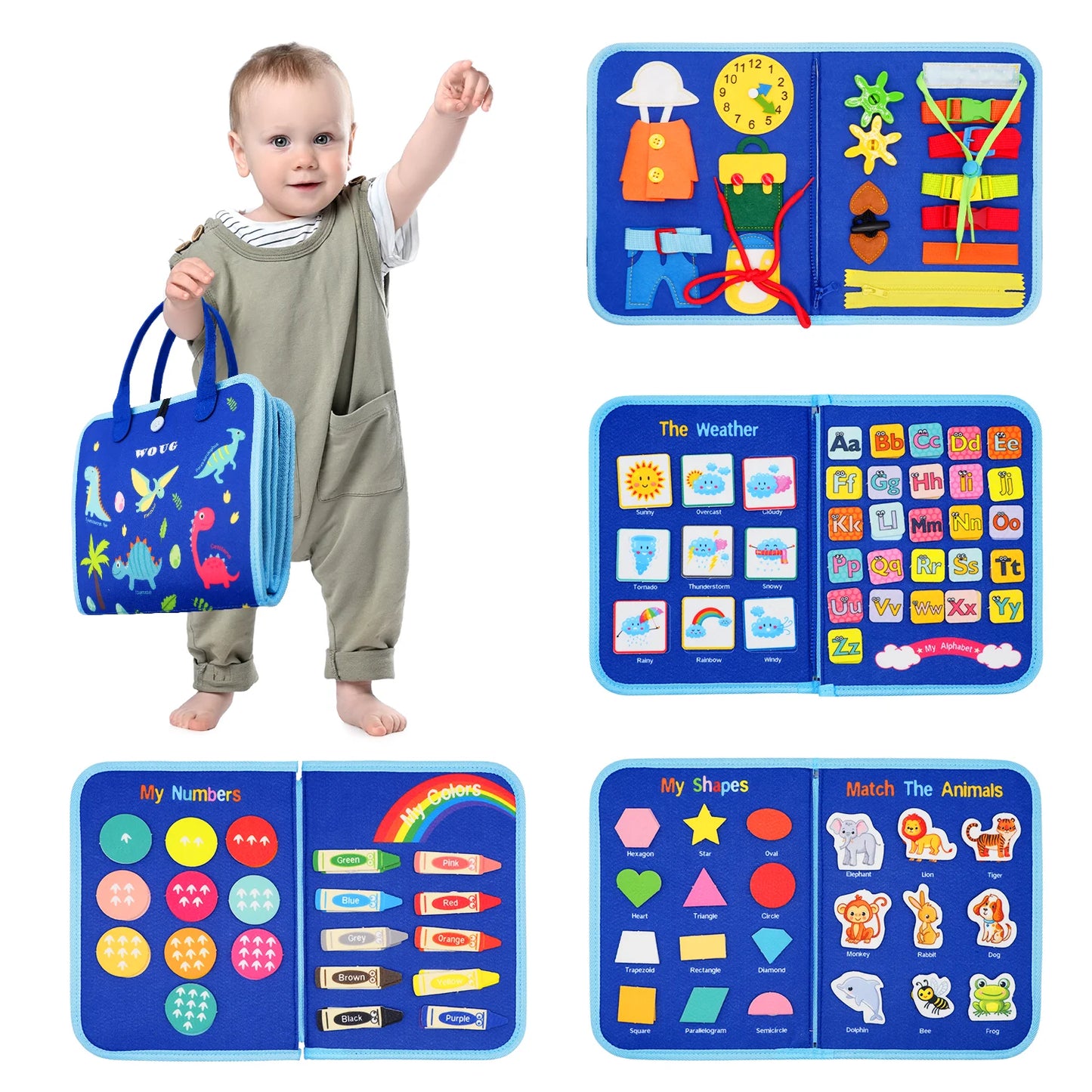 Montessori Busy Board - 7-in-1 Activity Board for Infant Motor Skills Development 6