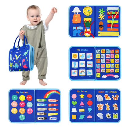 Montessori Busy Board - 7-in-1 Activity Board for Infant Motor Skills Development 6