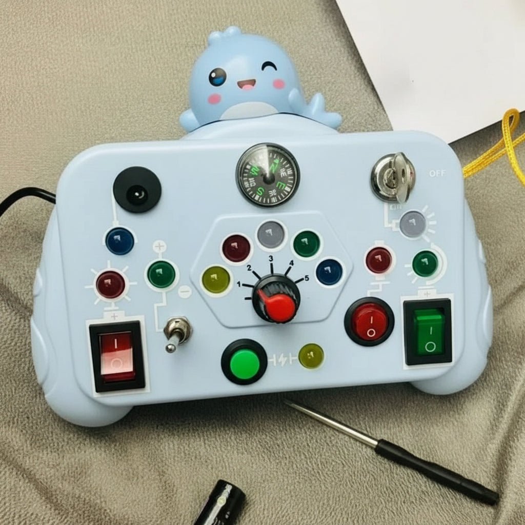 Montessori Busy Board - Interactive Sensory Toy with LED Light for Kids 2-4 Years 1